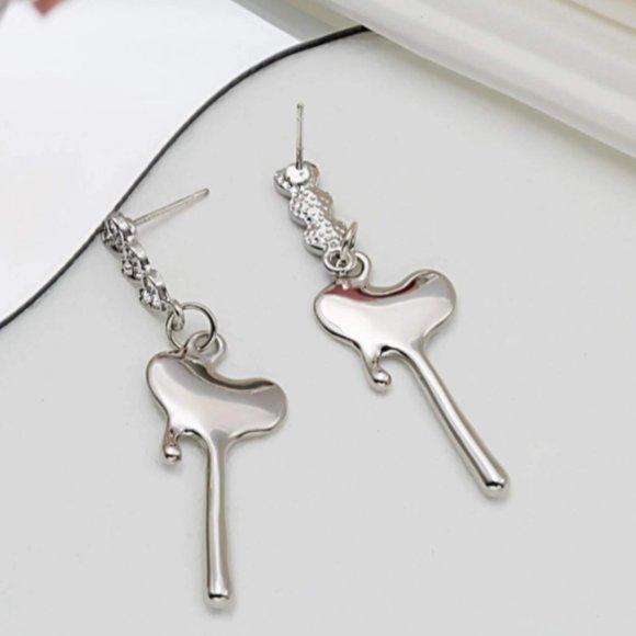 Silver Melting Hearts Hanging Earrings - Picture 3 of 5